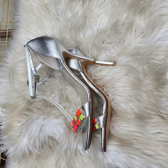 Dune Gladiator Neon Ankle Strap foil sandals 10‎ NWD - Picture 10 of 12